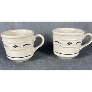 Longaberger Pottery Woven Traditions 8 oz Coffee Tea Cups Mugs Lot Of 2
